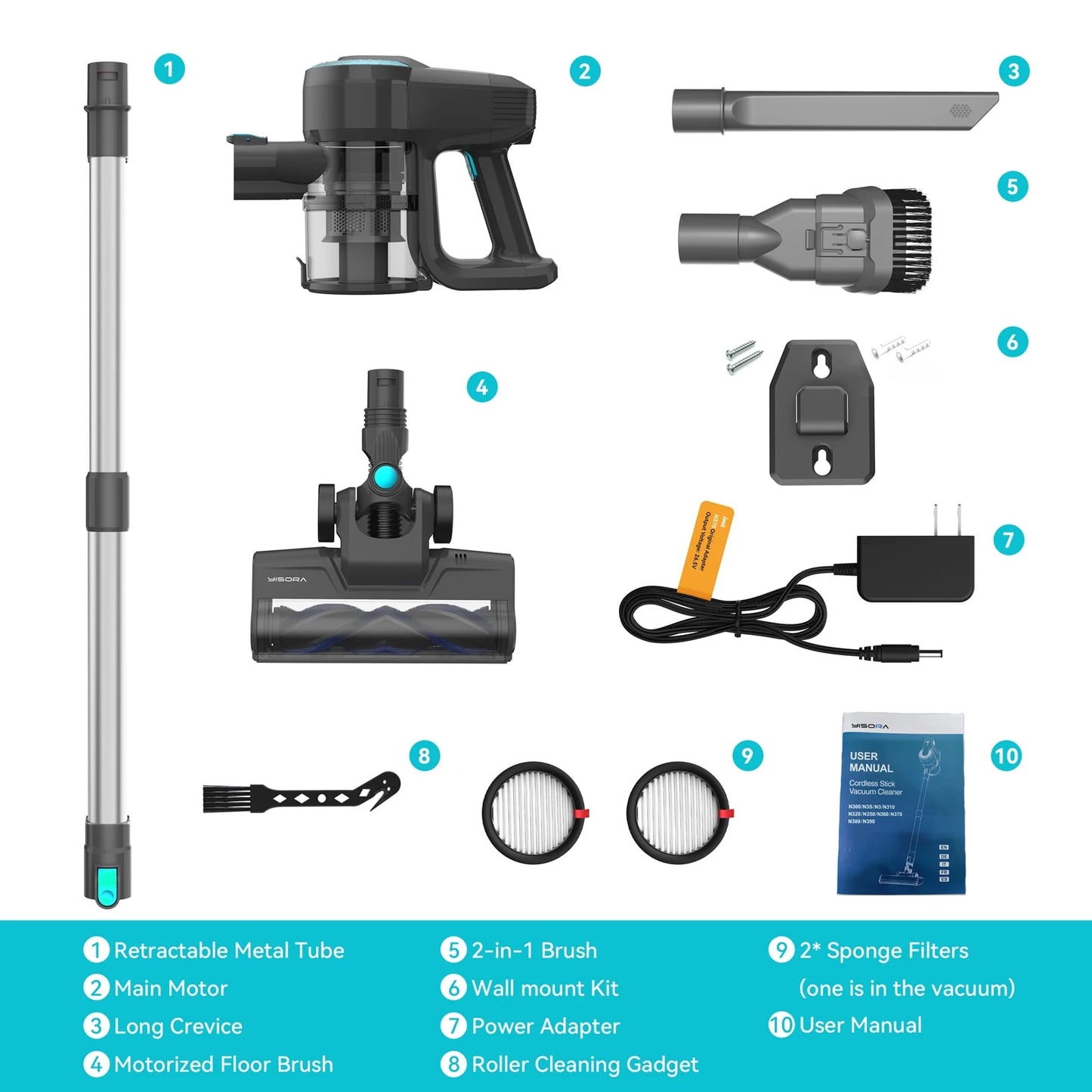 YISORA N300 Cordless Upright Vacuum Cleaner, 20Kpa Ultra Lightweight Stick Vacuum