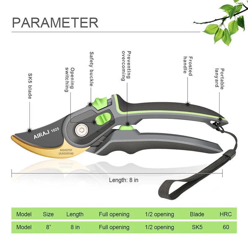 AIRAJ Plant Trim Garden Pruning Shears, Garden Scissor Tool Branch Shear Orchard Folding Saw Set
