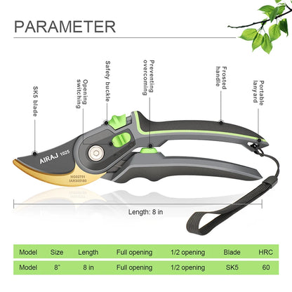 AIRAJ Plant Trim Garden Pruning Shears, Garden Scissor Tool Branch Shear Orchard Folding Saw Set