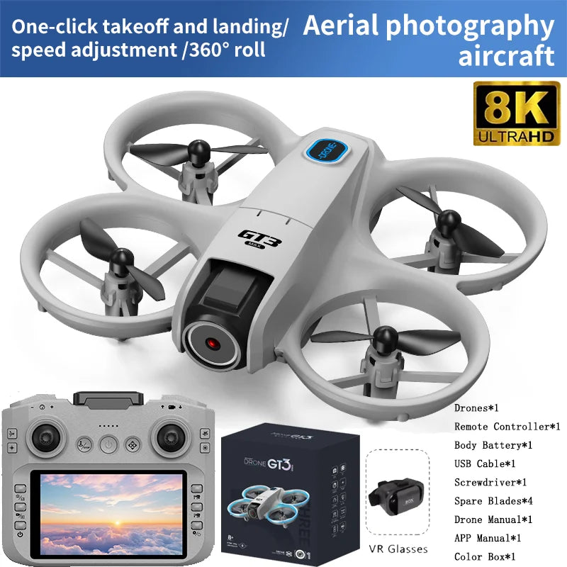 NEW GT3 Mini With LED Foldable Drones. GPS 8K HD Dual Camera. Brushless Motor Obstacle Avoidance RC FPV Quadcopter Drone