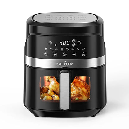 SEJOY 6 Quart Air Fryer Touch Control Toaster Oven Combo Digital Display with 8 Cooking Presets Oil less Cooker