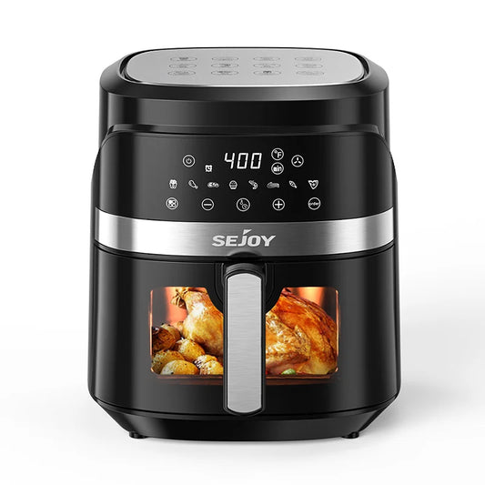 SEJOY 6 Quart Air Fryer Touch Control Toaster Oven Combo Digital Display with 8 Cooking Presets Oil less Cooker