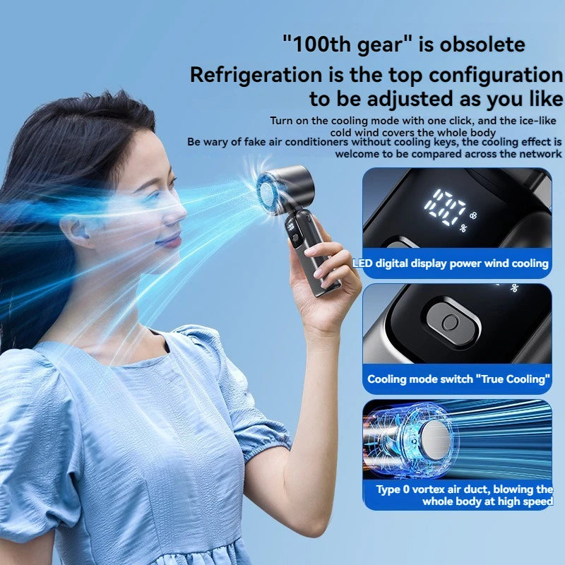 JPNPL 4000mAh Handheld High-speed Fan with 100 Speed Adjustable. Portable For Outdoor