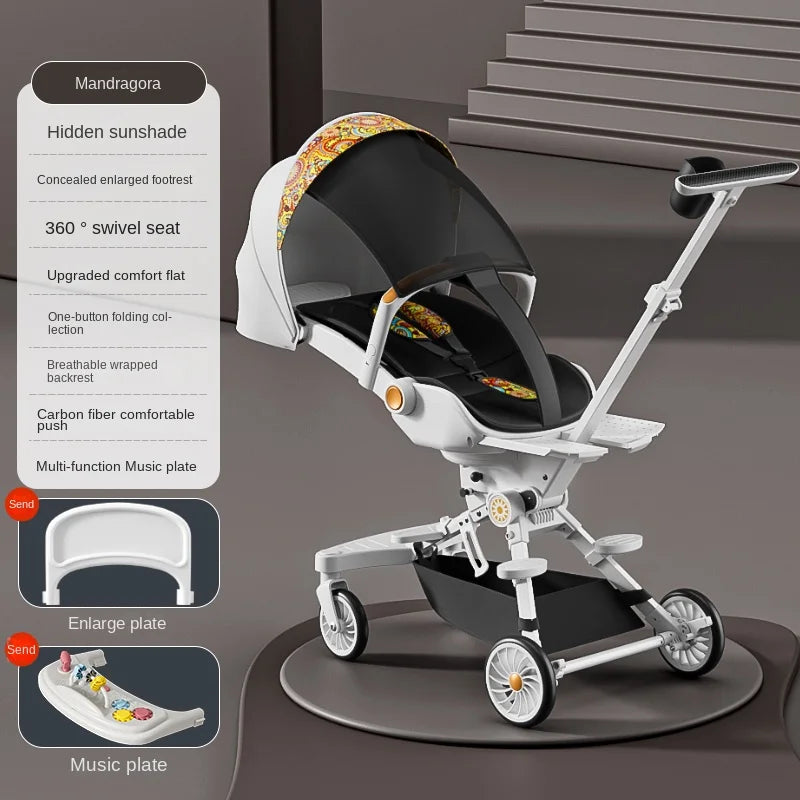 Ultra-lightweight, High Landscape, Three-speed Adjustable & Two-way One-touch Folding Baby Walking Stroller