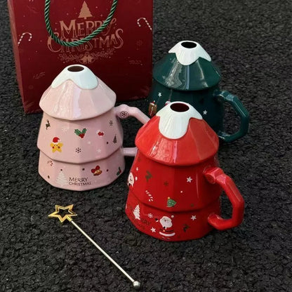Christmas Tree Ceramic Mug Perfect for Morning Holiday Coffee or Tea