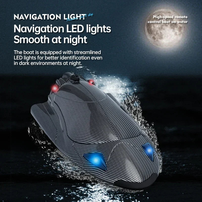 Large Rc Boat 2.4G Remote Controlled Water-Cooled Turbo jet Ship 40Km/h High Speed Speedboat with Led Light Kids Toys