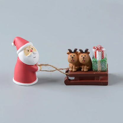 Christmas Tree Santa Claus Trailer Sled Elk Snowman Mini Figures Decoration