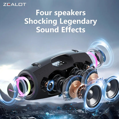 ZEALOT S78 100W Wireless Speakers, DSP Technology , Dream Light, Outdoor Portable Sub woofer Speaker , Dual Pairing