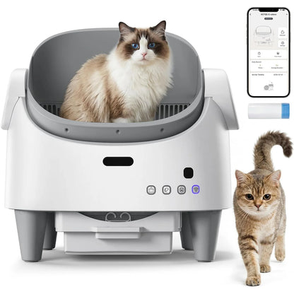 Self-Cleaning Automatic Litter Box with Open-Top Design, Smart App Remote Control,Advanced Odor Control & 15-Layer Safety Guard