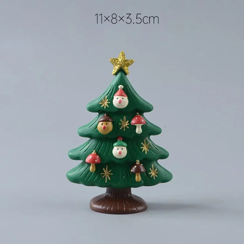 Christmas Tree Santa Claus Trailer Sled Elk Snowman Mini Figures Decoration