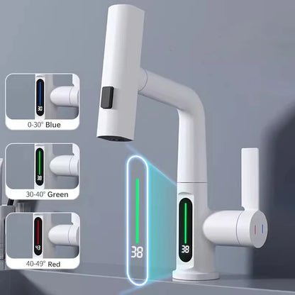 Waterfall Pull Out Kitchen Faucet, Intelligent Digital Display Cold & Hot Mixer