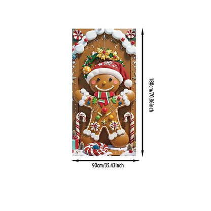 Christmas gingerbread man design door banner. Perfect for porch, patio, garage. Christmas party decoration