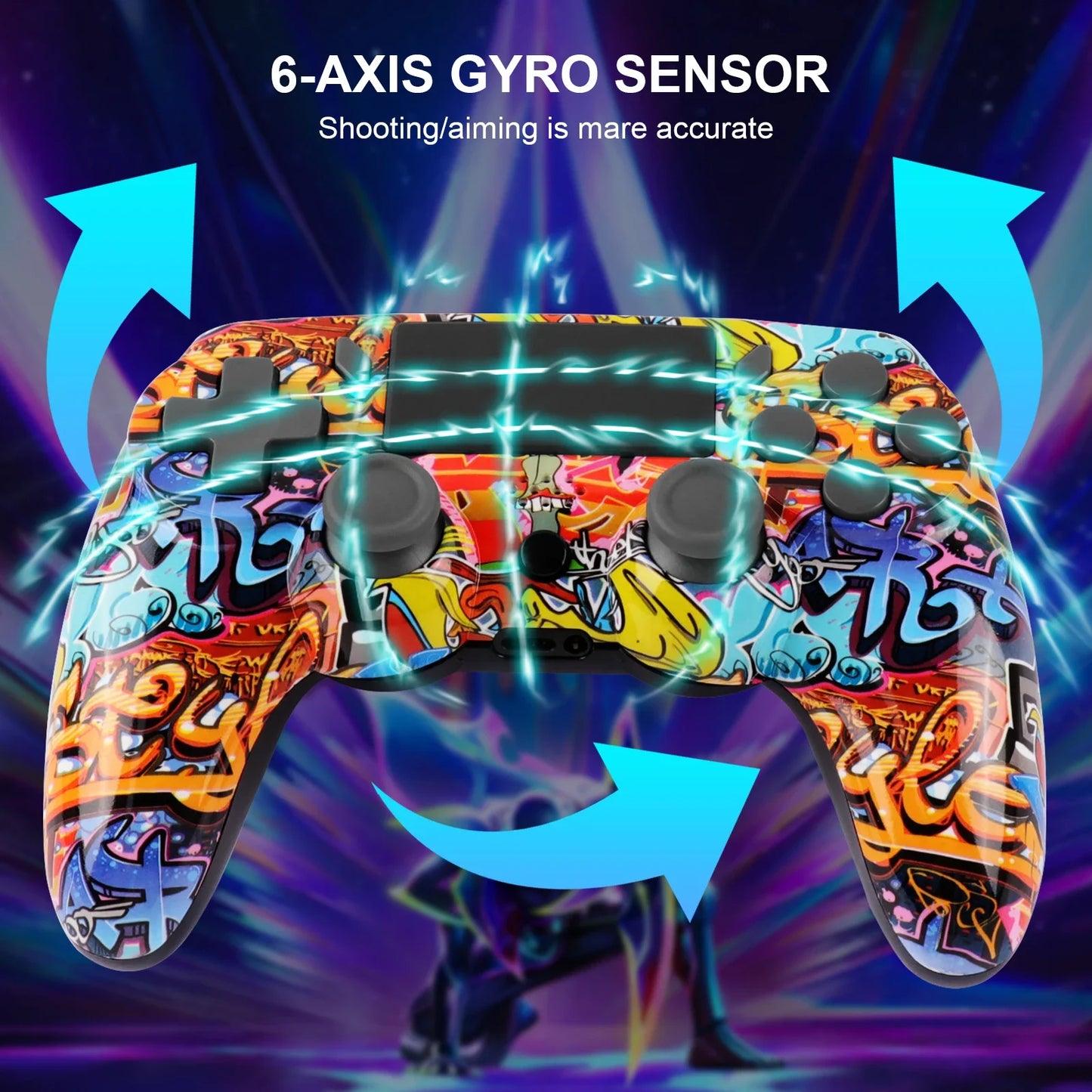 GAMINJA P47 Wireless Bluetooth Controller, Gamepad With 6-axis Gyroscope, Touchpad Dual Vibration For PS4 PC Wins 7 8