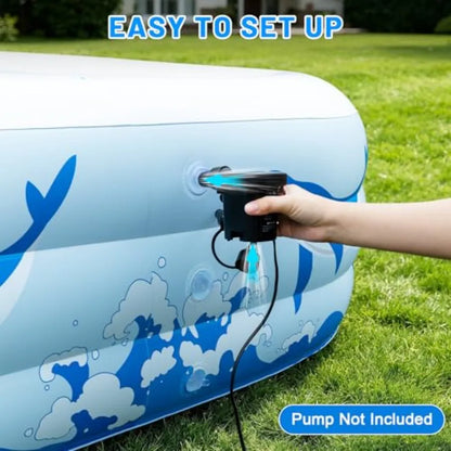 Backyard outdoor inflatable swimming pool for kids and adults, durable thickened PVC, multicolor 7-color LED light,solar-powered