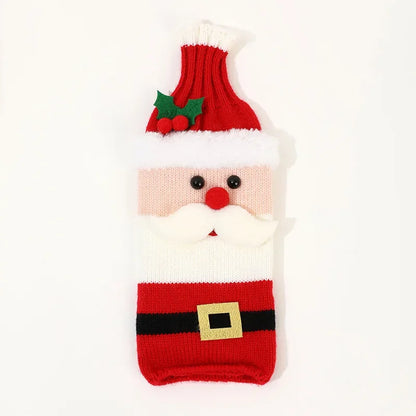 Christmas Santa Knitted Wine Bottle Case Elk Snowman Red Wine Champagne Bottle Cloth