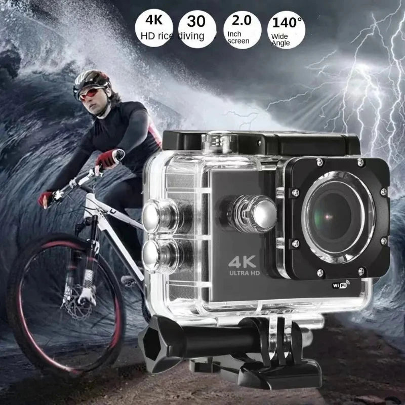 2.0" Action Camera Ultra HD 4K 30FPS WiFi Underwater Cameras. Waterproof Helmet Bicycle Video Recording Camera for Outdoor Sport Cam