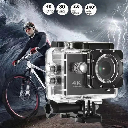2.0" Action Camera Ultra HD 4K 30FPS WiFi Underwater Cameras. Waterproof Helmet Bicycle Video Recording Camera for Outdoor Sport Cam