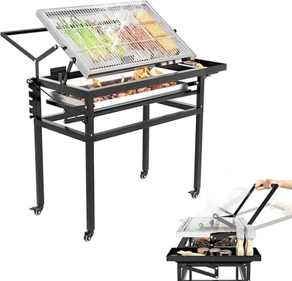 Portable Outdoor Camping Charcoal Grill with 360-Degree Rotation Feature