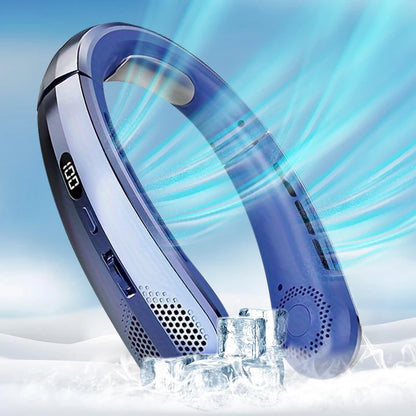 8000mAh Electric Hanging Neck Fan Portable Bladeless Mini Rechargeable with LED Digital Display Air Cooler For Outdoor