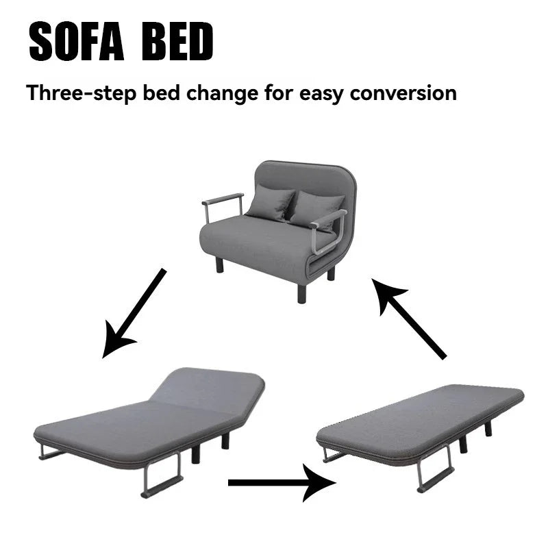 Modern folding sofa bed with with armrest for small apartment