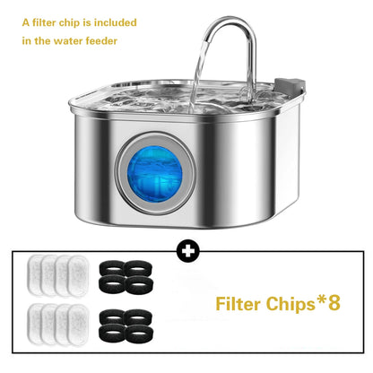 3.2L/108oz Large Capacity Pet Water Fountain 304 Stainless Steel Cat Water Fountain Ultra Quiet Pet Water Dispenser for Cats Dogs Automatic Drinking Bowl with Filter