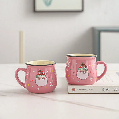 Christmas Ceramic Coffee Mug, Santa, Snowman, Reindeer & Xmas Tree Porcelain Latte Tea Cup Winter Holiday Gift