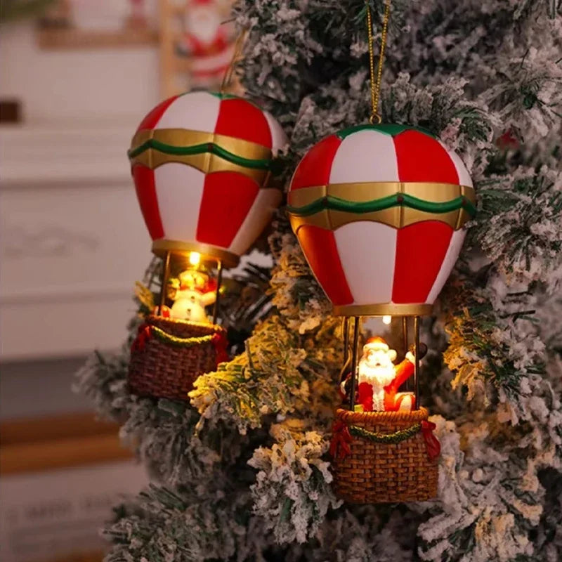 Hot Air Balloon Snowman Santa, Glowing Christmas Santa Claus Decor