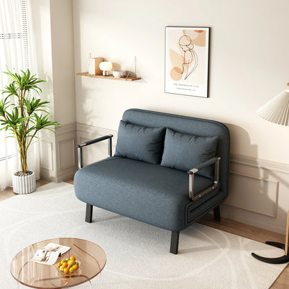 39″ Convertible Chair Bed, Tri-Fold Sofa Bed with Adjustable Backrest & Pillow, Leisure Chaise Lounge Couch with Sturdy Steel Frame