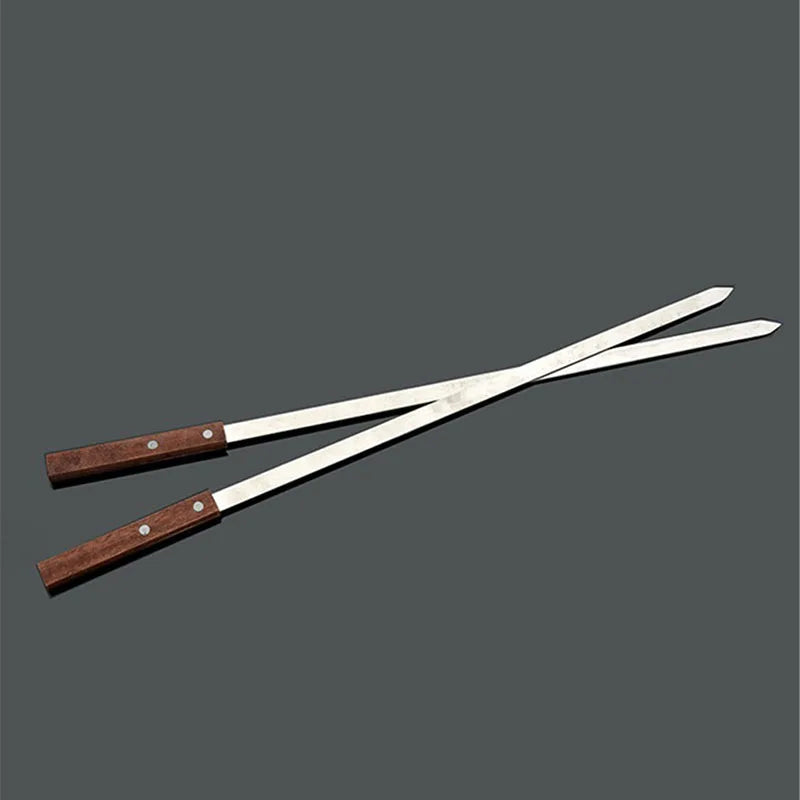 60cm 23.6'' Large BBQ Grills Skewers. Long Handle Barbecue Fork. Stainless Steel Brazilian Style Shish Kebab Turkish BBQ Skewer