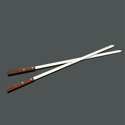 60cm 23.6'' Large BBQ Grills Skewers. Long Handle Barbecue Fork. Stainless Steel Brazilian Style Shish Kebab Turkish BBQ Skewer