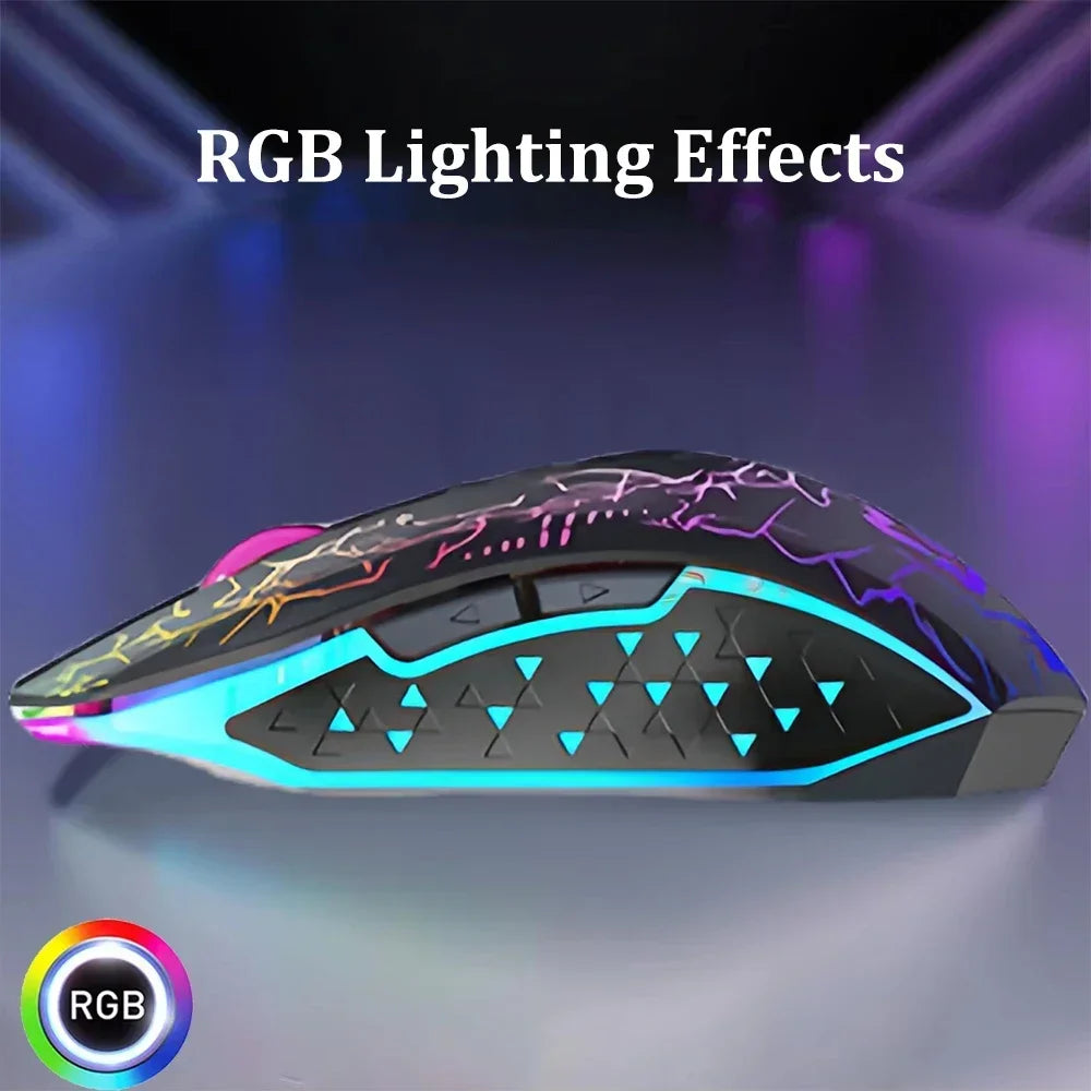 Bluetooth 5.2 Mouse RGB 2.4G Wireless Mouse, Dual-Mode Gaming Silent Mouse For MacBook, Tablets & Laptop / Desktop Computers