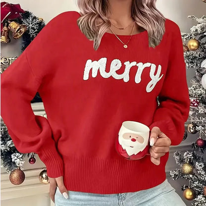 2025 Knit Women Christmas Sweater. Loose Pullover Female Jumper Soft Elegant New Year Trendy Xmas Sweater