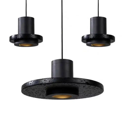 Modern minimalist bedside chandelier. Black hole stone bedroom long-line pendant lamp