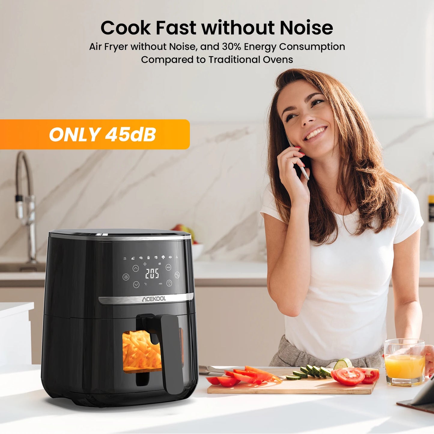 5 Quart Digital Display Air Fryer Toaster Oven Combo, with 8 Cooking Presets Oil less Cooker