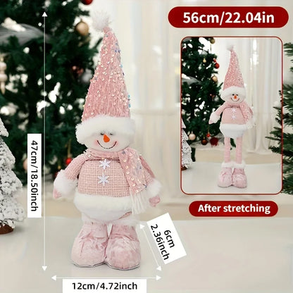 New Enchanting Pink Adjustable-height Snowman Santa Claus and Reindeer Christmas Holiday, Home and Office Decorations
