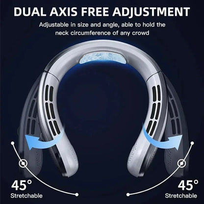 8000mAh Electric Hanging Neck Fan Portable Bladeless Mini Rechargeable with LED Digital Display Air Cooler For Outdoor