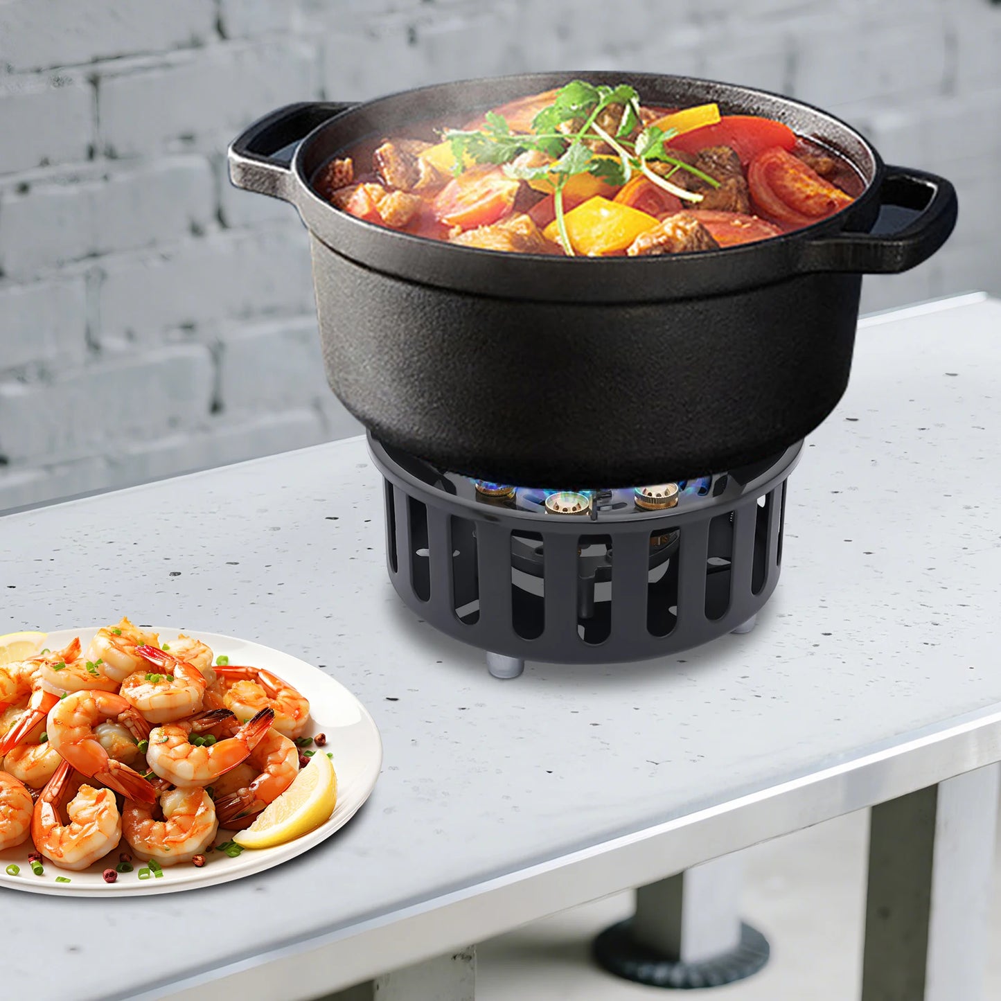 21000W Portable Butane Camping Stove outdoor burner with 2 Adapters. Gas Stove propane portable stove for Outdoor Frying Boiling