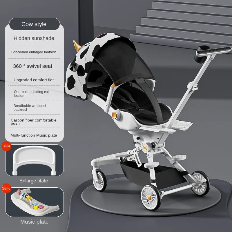 Ultra-lightweight, High Landscape, Three-speed Adjustable & Two-way One-touch Folding Baby Walking Stroller