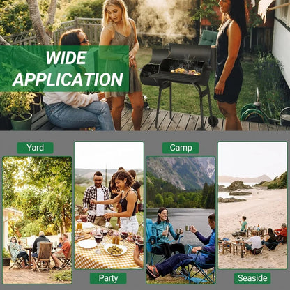 Large Outdoor BBQ Smoker Grill with Offset Smoker and Wheels for Backyard and Patio Parties