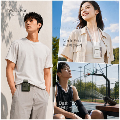 New Outdoor Hanging Waist Fan 4000mAh USB Multi-functional Mini Cooling Fan with 5 Level Fan Speed