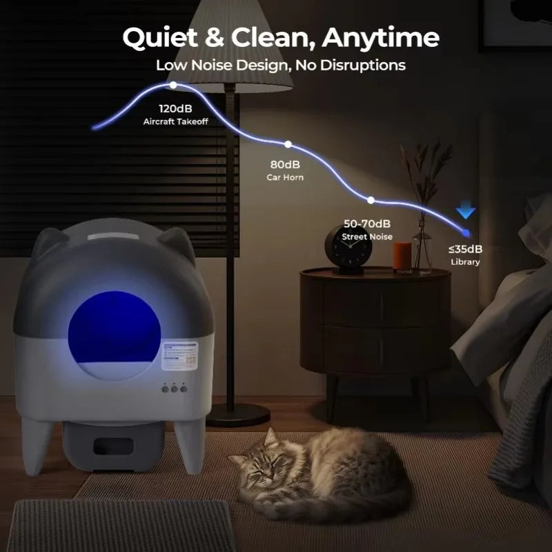 Automatic Cat Litter Box. Extra Large Self Cleaning Litter Box with APP Control, Odor Control for Multi-Cat Compatible
