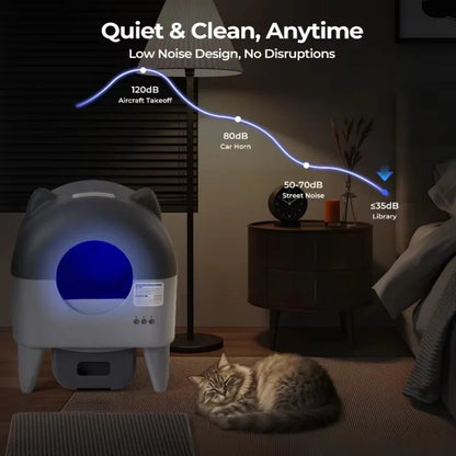 Automatic Cat Litter Box. Extra Large Self Cleaning Litter Box with APP Control, Odor Control for Multi-Cat Compatible