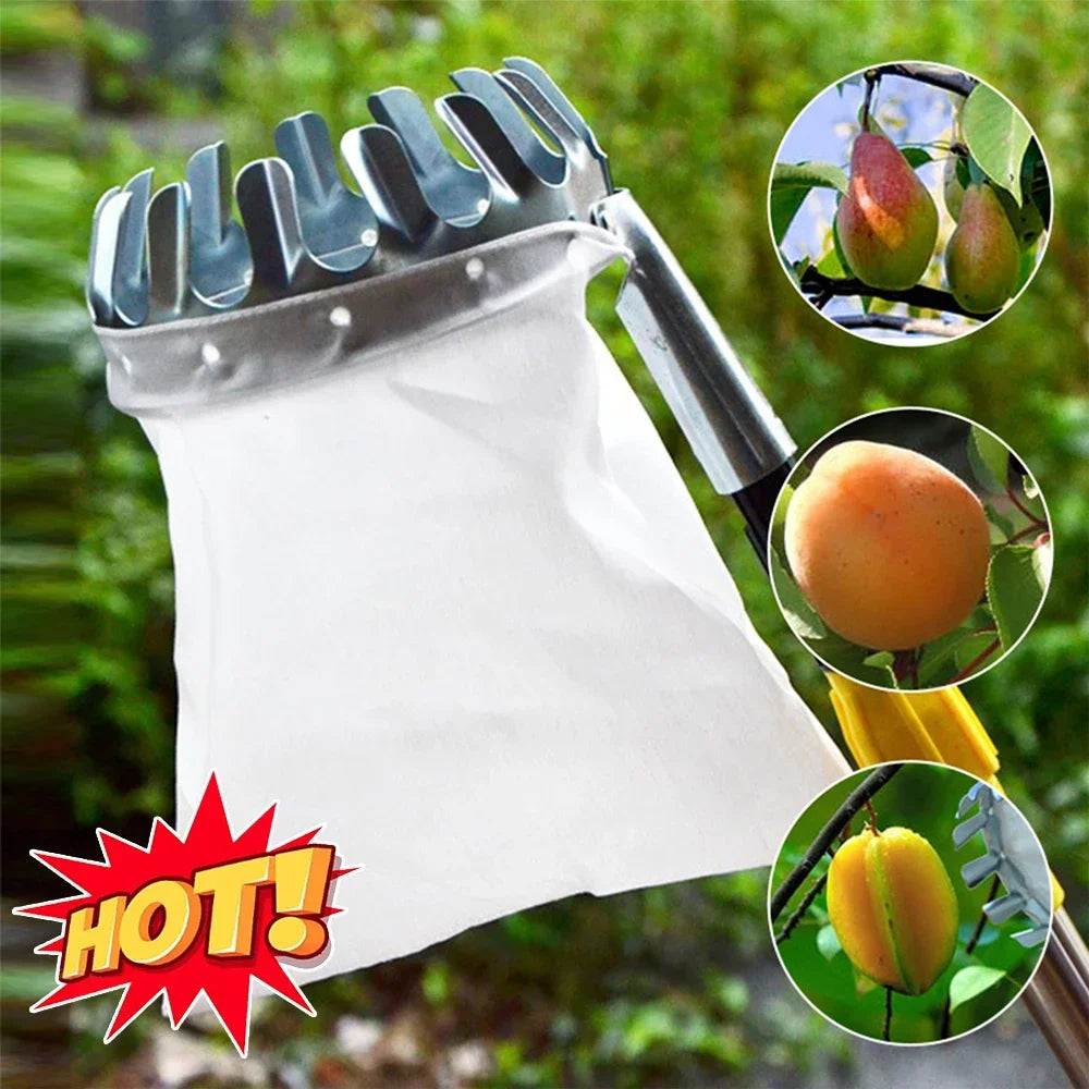 Garden Fruit Picker Head. Orchard, Apple, Pears & Orange High Tree Picking Tool. Fruit Catcher Pouch Detachable Collector
