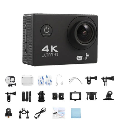 2.0" Action Camera Ultra HD 4K 30FPS WiFi Underwater Cameras. Waterproof Helmet Bicycle Video Recording Camera for Outdoor Sport Cam