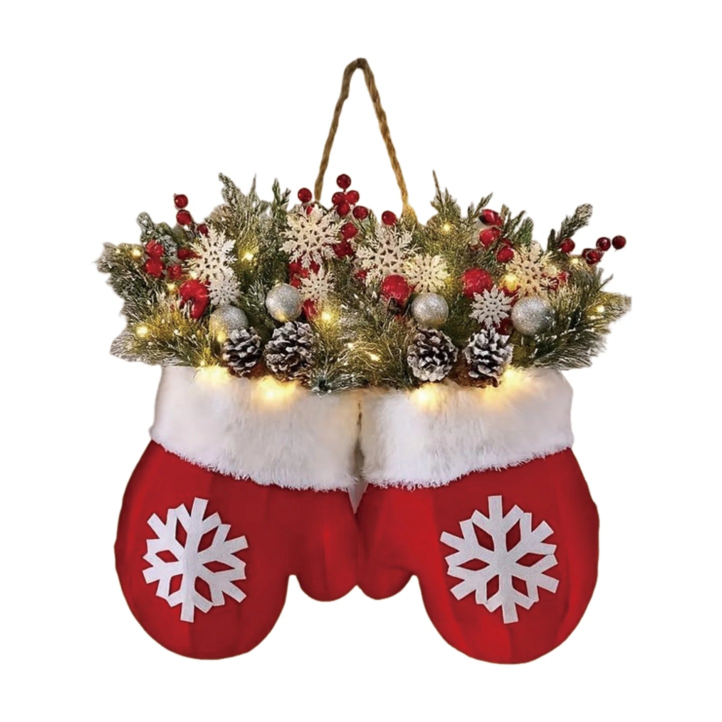 2025 Christmas Garland Creative Glove Shaped Door & Gate Decoration