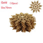 12Pcs 7.5cm Gold Powder Snowflake for Christmas Decor