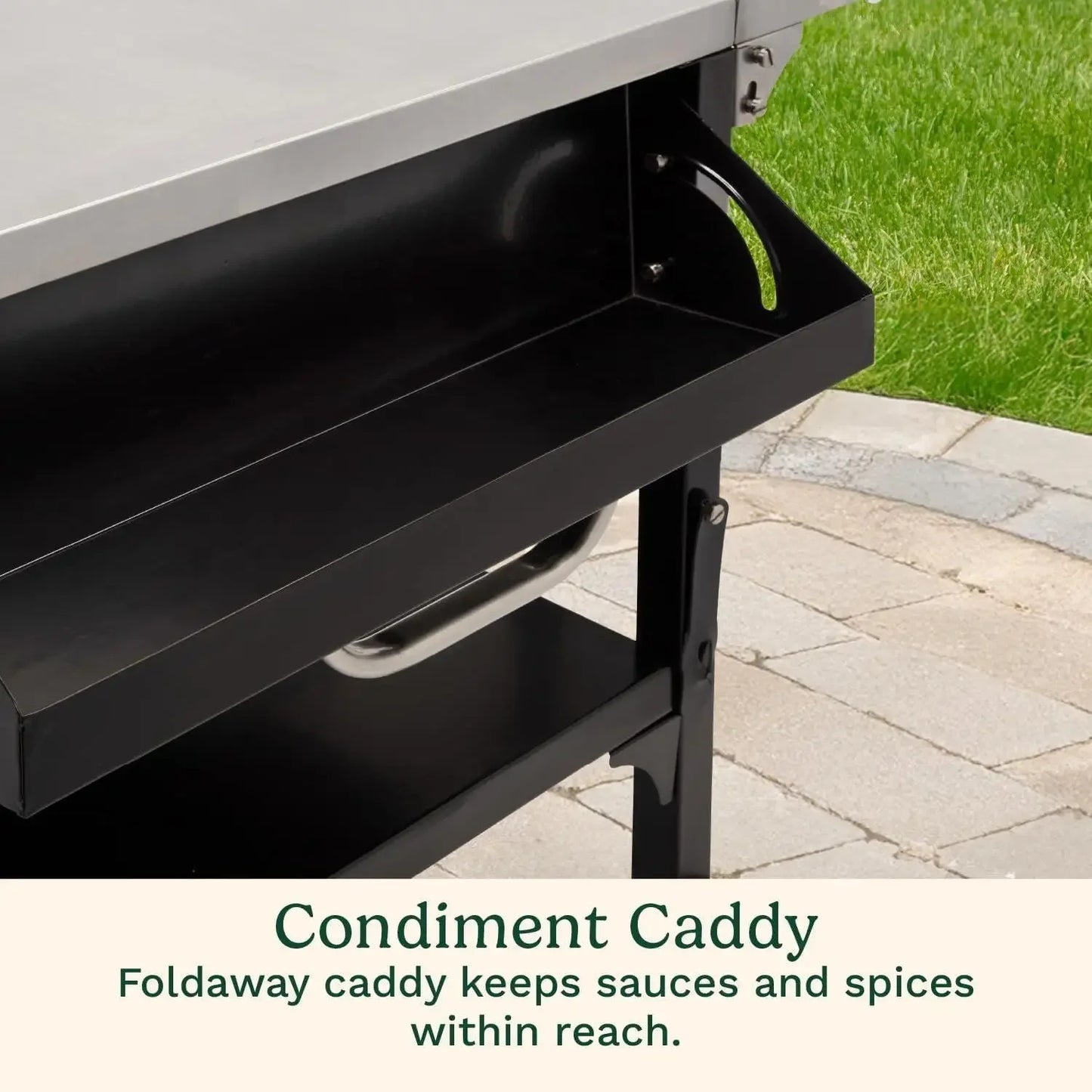 Outdoor Table and Grill Stand, Stainless Steel Folding Table with Wheels, 48” x 24” Prep Station  Home BBQ, Tailgates, Cookouts