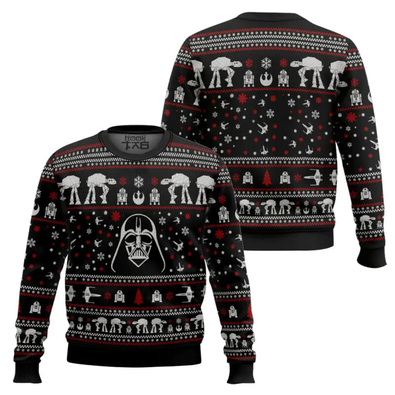 Darth Vader Pattern Christmas Sweater. Funny Holiday Party Pullover Winter Warm Cozy Vintage for Men