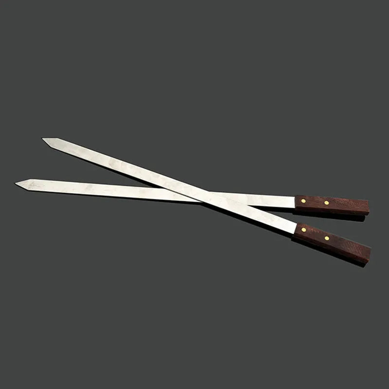 60cm 23.6'' Large BBQ Grills Skewers. Long Handle Barbecue Fork. Stainless Steel Brazilian Style Shish Kebab Turkish BBQ Skewer