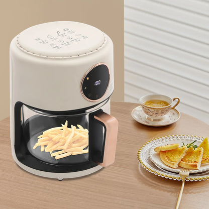 6-in-1 Functions Airy Fryer, 4.2L 1200W Glass Air Fryer, 360° Viewable, Digital Display, Adjustable Temp 80~200℃